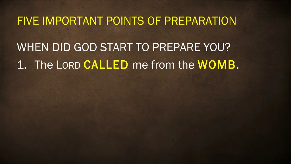 five important points of preparation