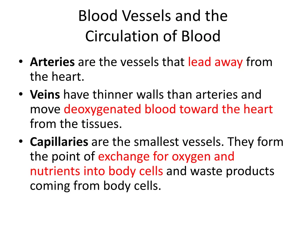 blood vessels and the circulation of blood