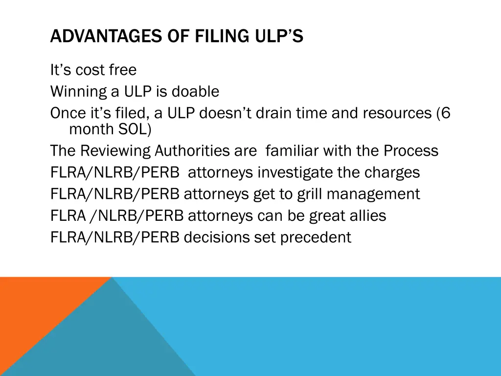 advantages of filing ulp s