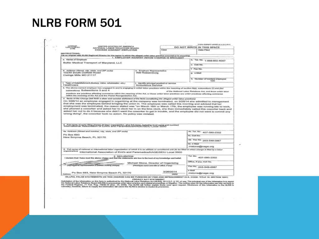 nlrb form 501