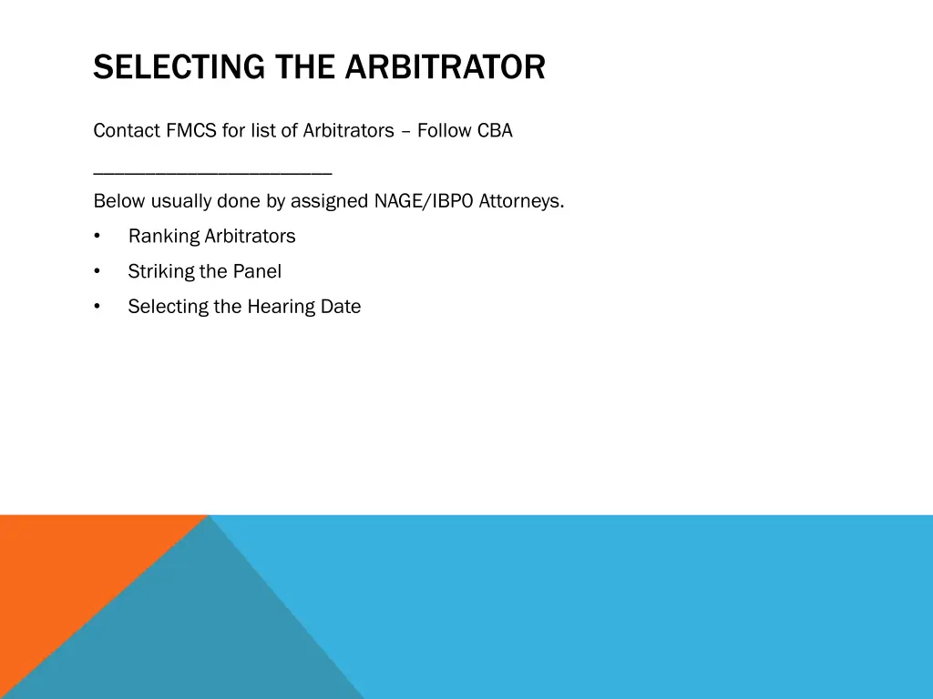 selecting the arbitrator