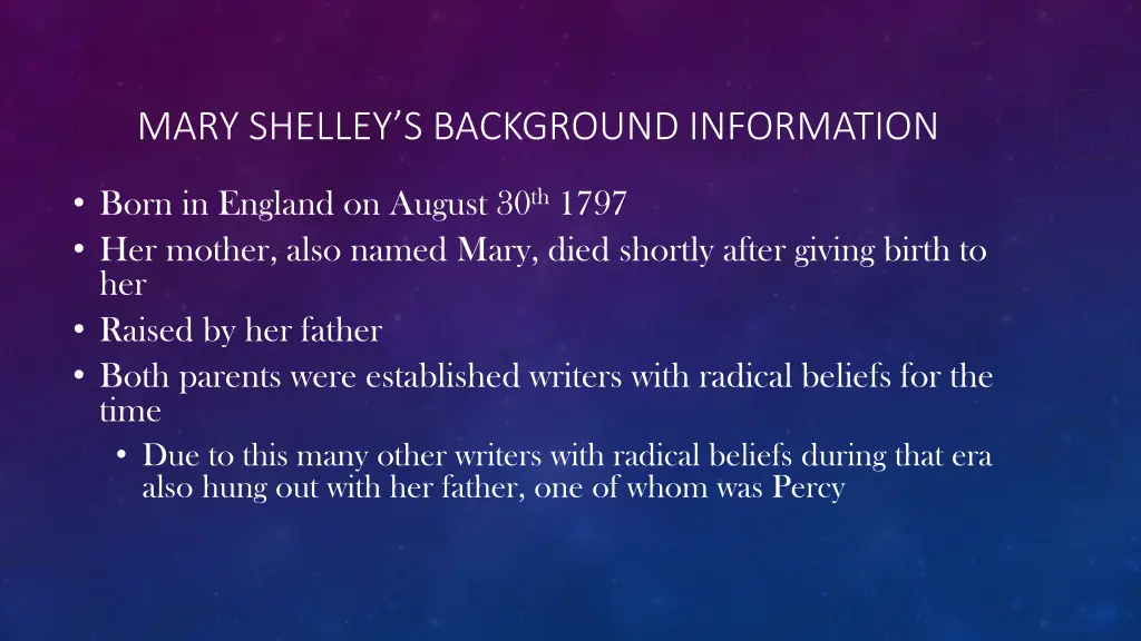 mary shelley s background information