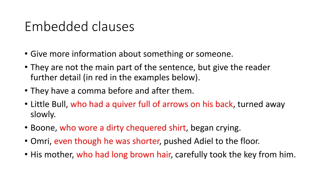 embedded clauses