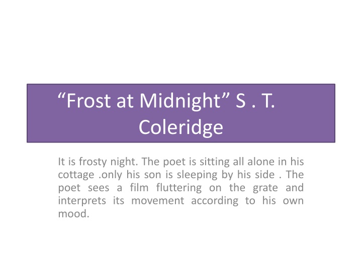 frost at midnight s t coleridge