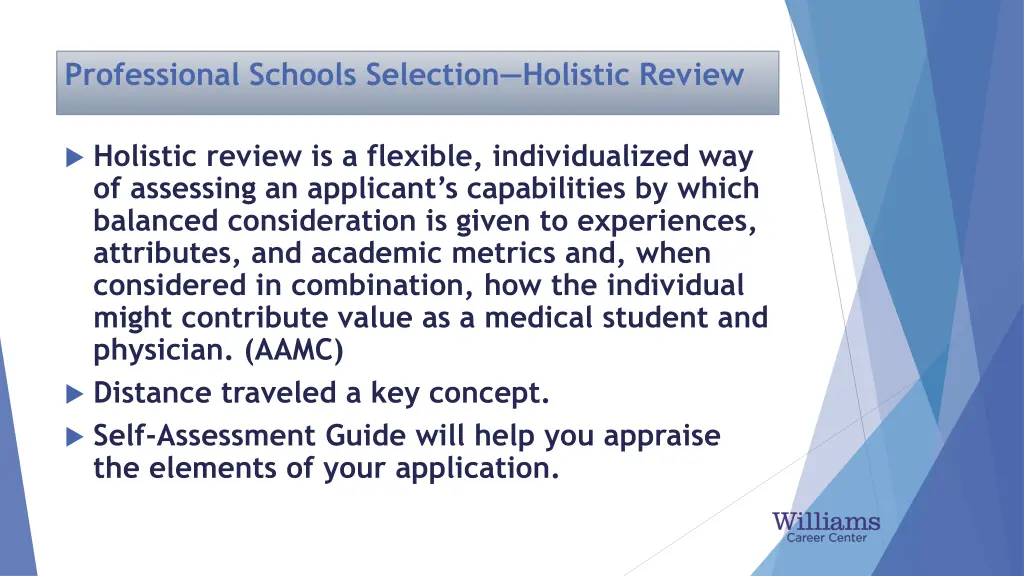 professional schools selection holistic review