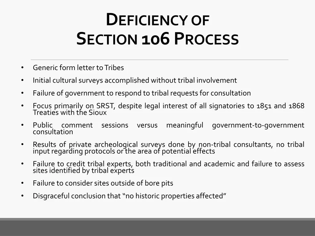 d eficiency of s ection 106 p rocess