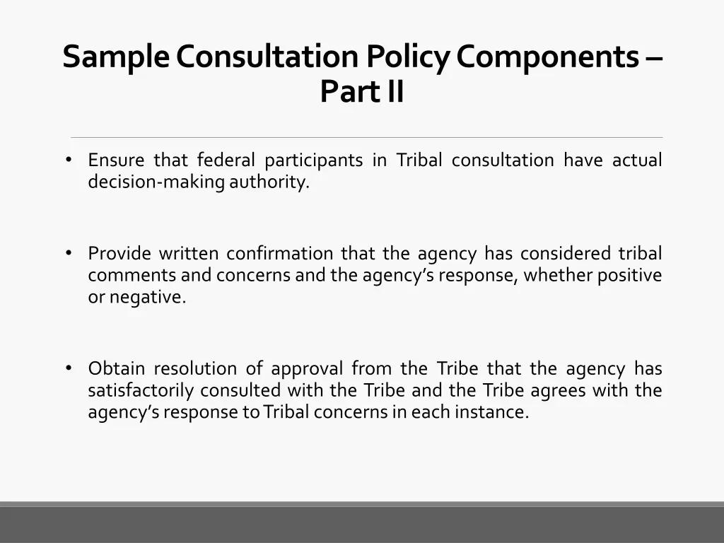 sample consultation policy components part ii