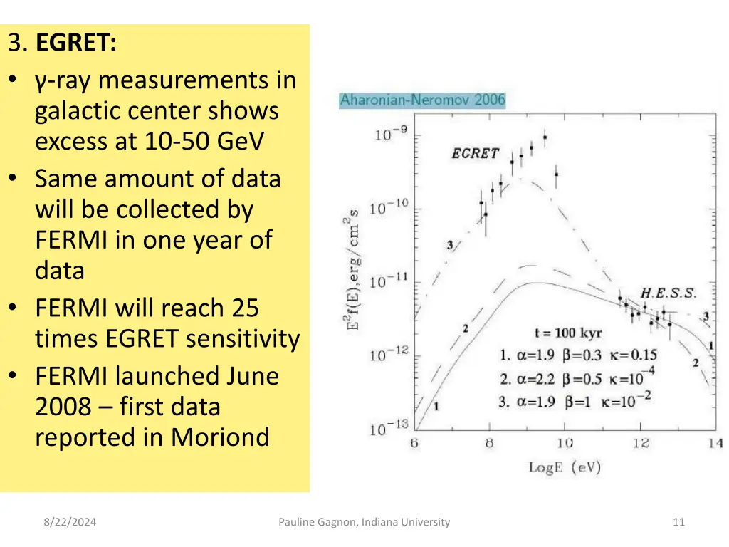 3 egret ray measurements in galactic center shows