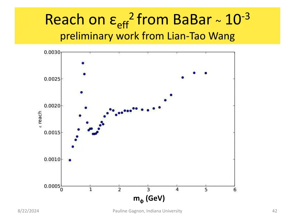 reach on eff 2 from babar 10 3 preliminary work