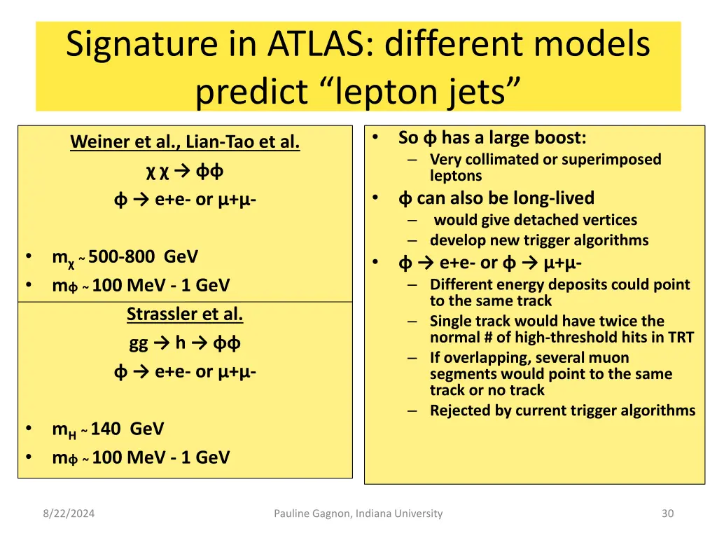 signature in atlas different models predict