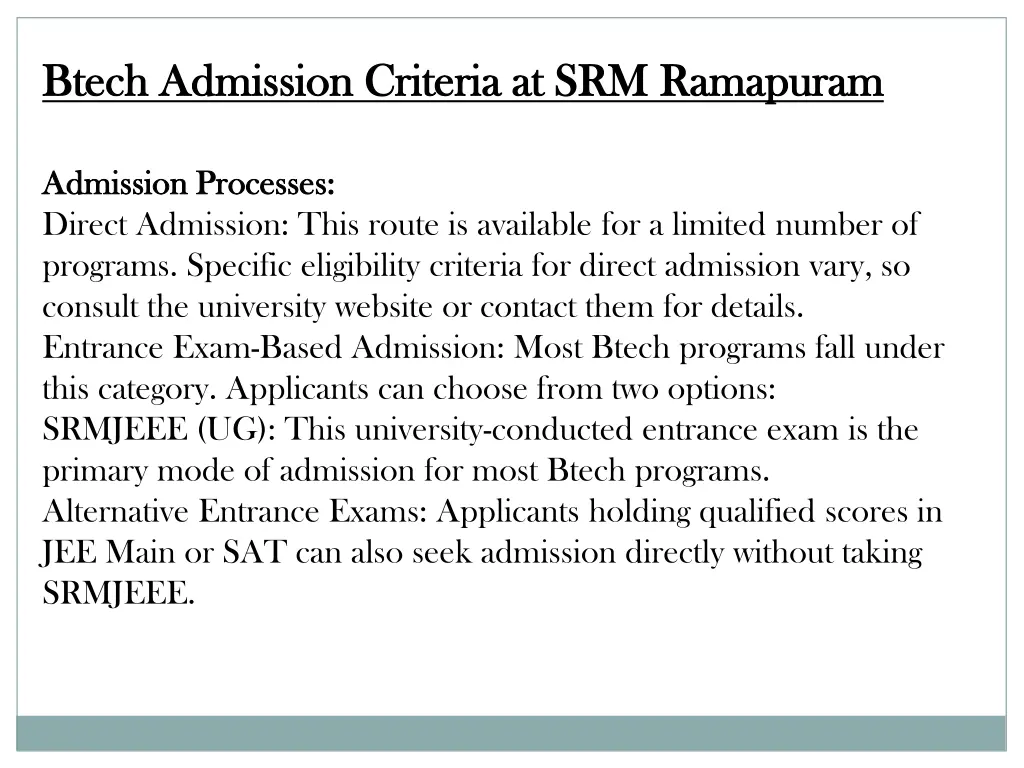 btech btech admission criteria at srm admission