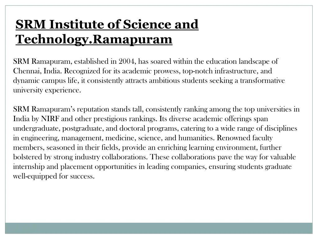 srm institute of science and technology ramapuram