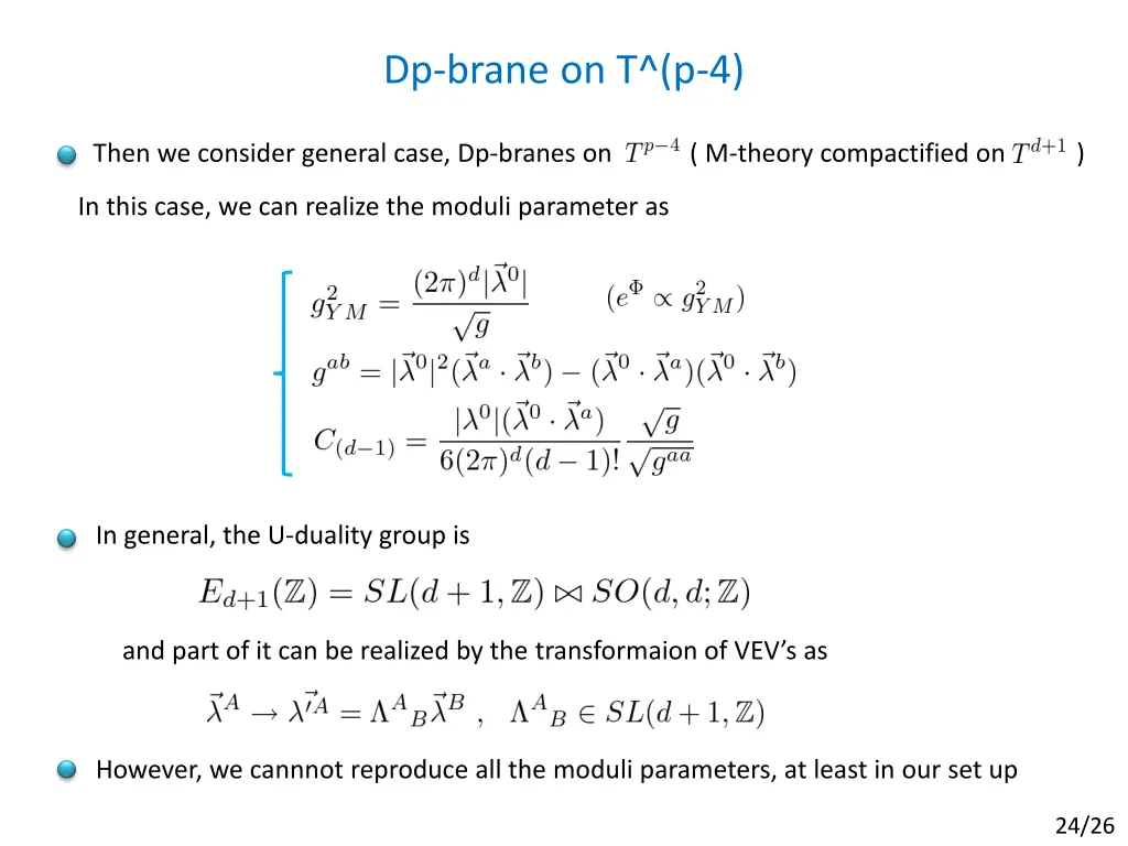 dp brane on t p 4