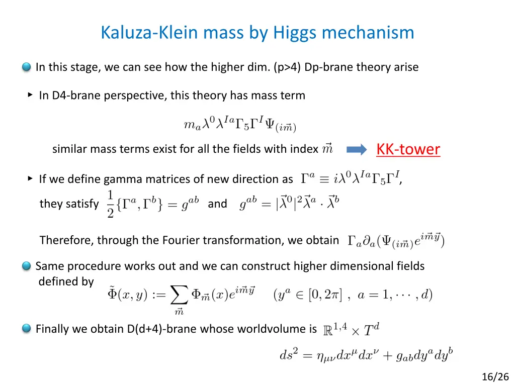 kaluza klein mass by higgs mechanism