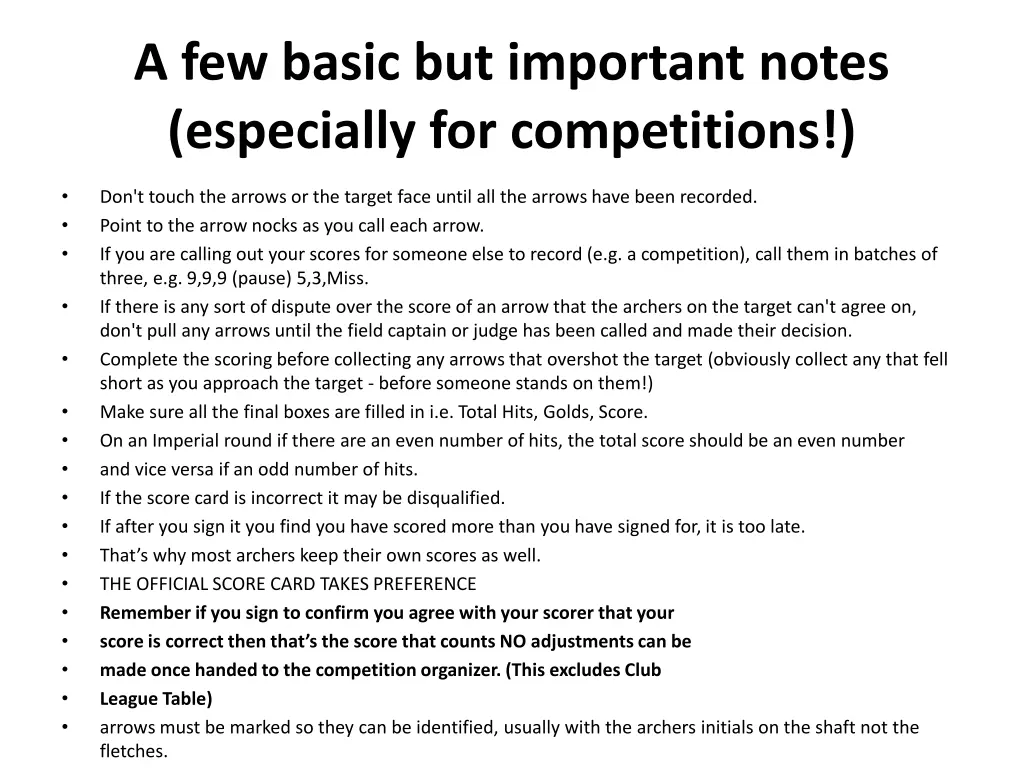 a few basic but important notes especially