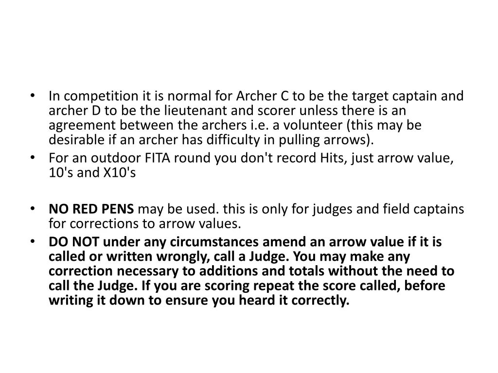 in competition it is normal for archer