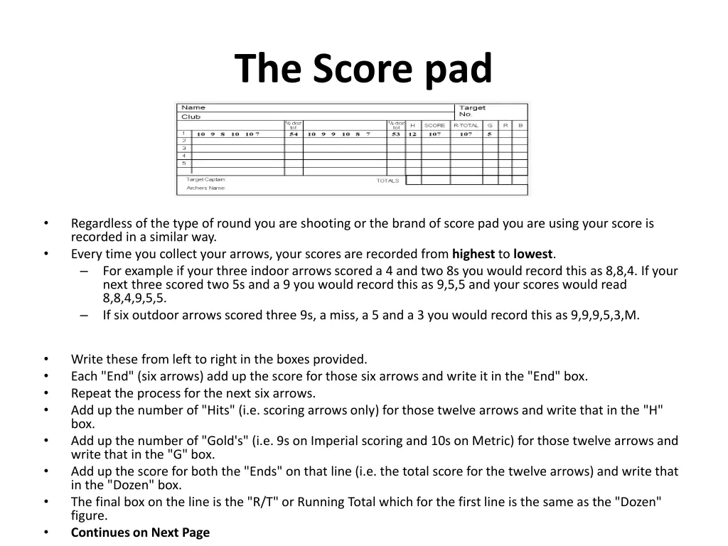 the score pad