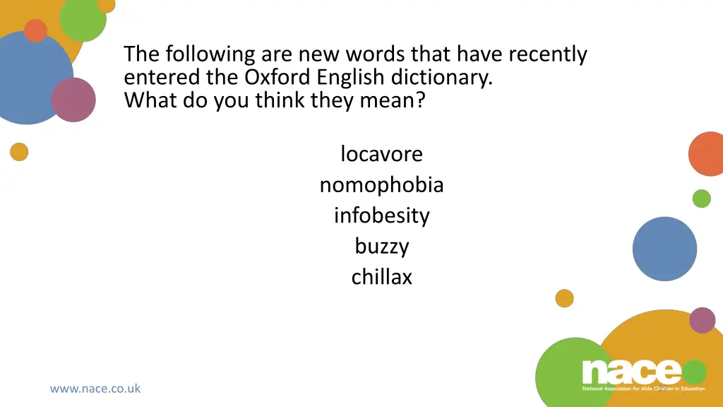 the following are new words that have recently