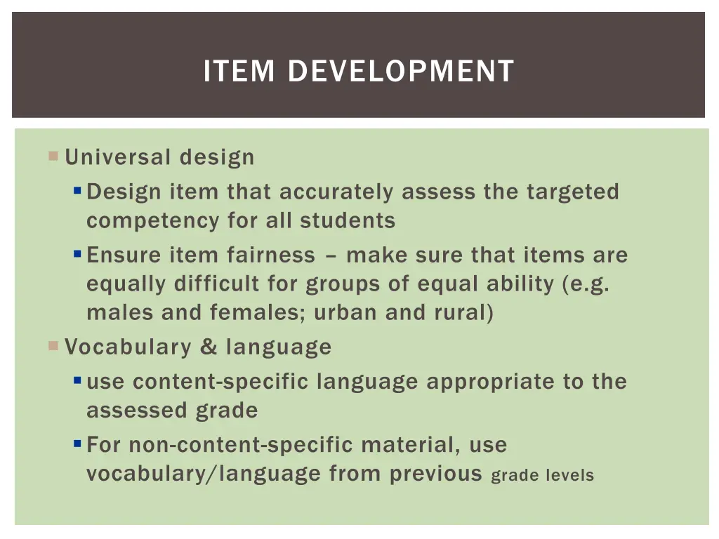 item development