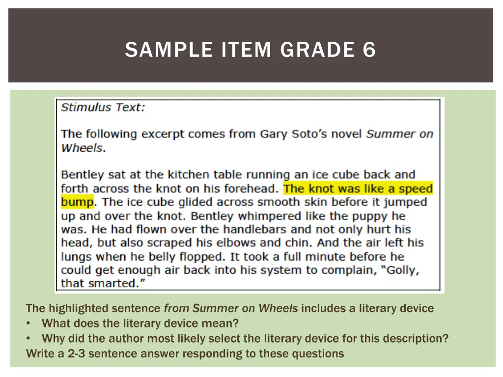 sample item grade 6