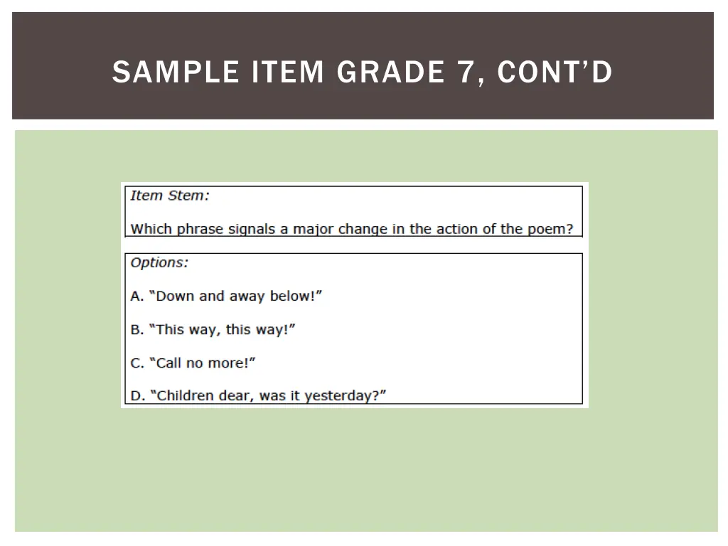 sample item grade 7 cont d