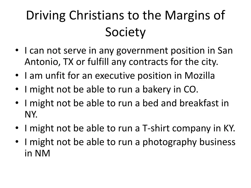 driving christians to the margins of society