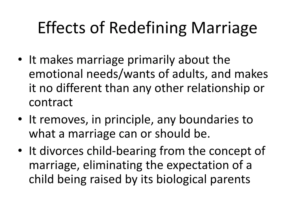 effects of redefining marriage 2