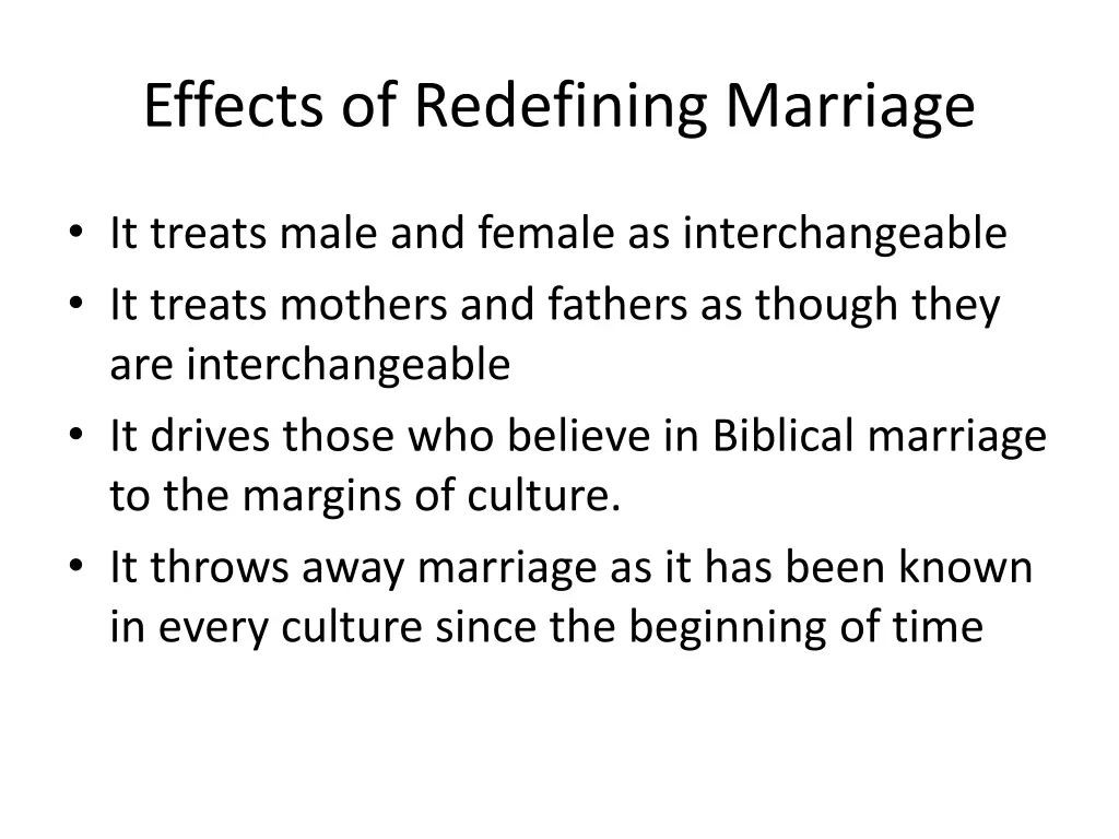 effects of redefining marriage 5