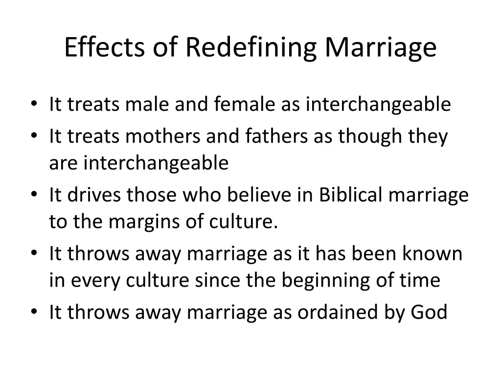 effects of redefining marriage 6