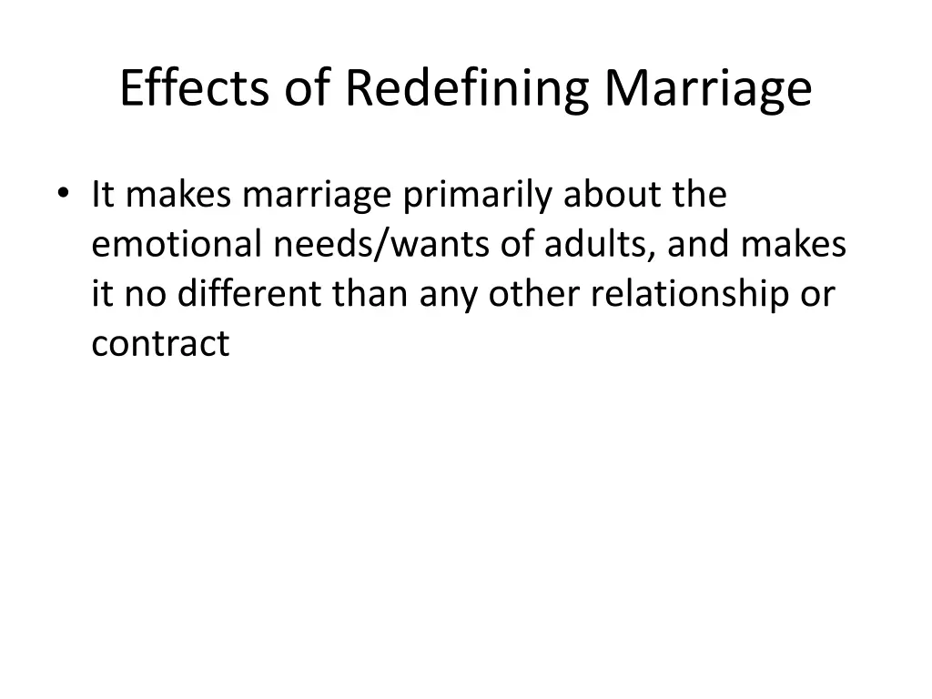 effects of redefining marriage