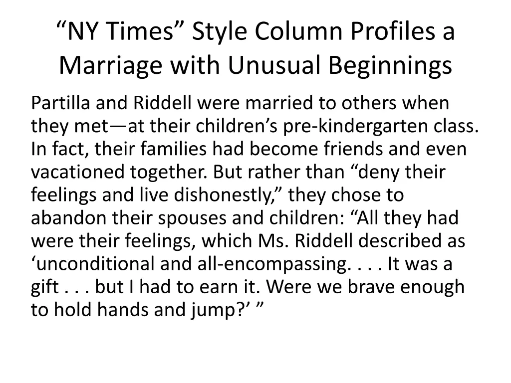 ny times style column profiles a marriage with