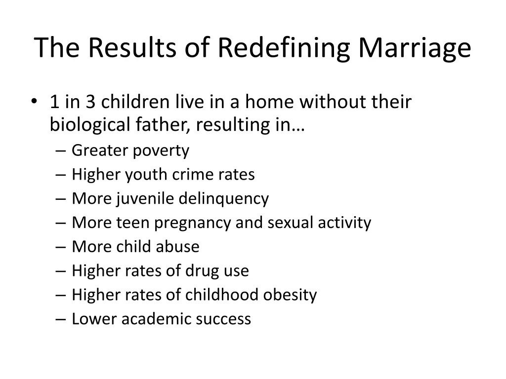 the results of redefining marriage