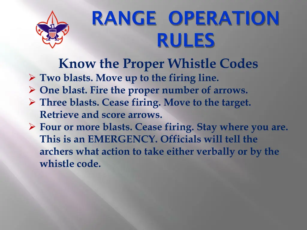 range operation rules know the proper whistle