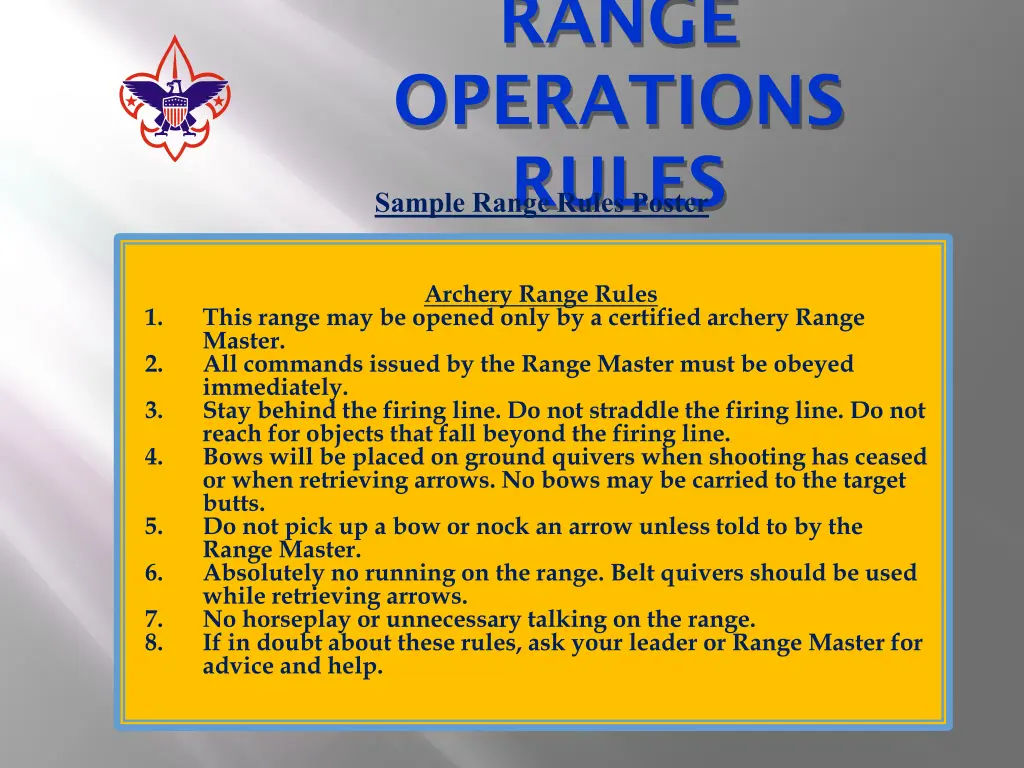 range operations rules sample range rules poster