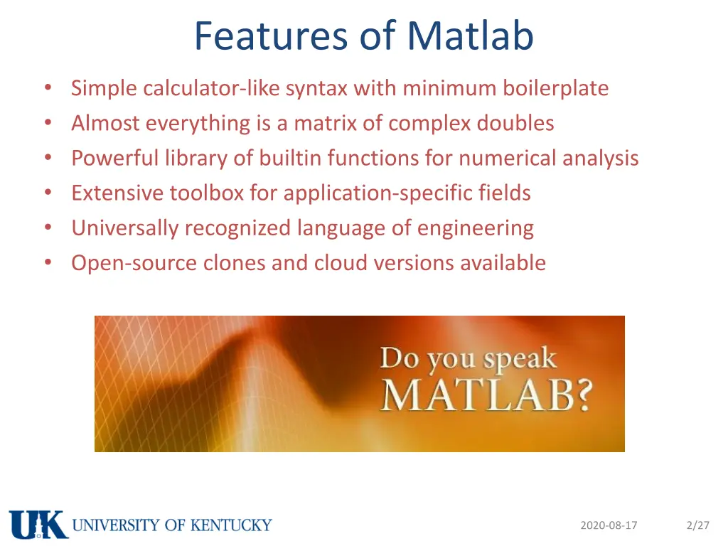 features of matlab