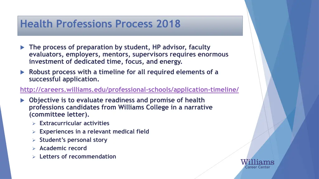 health professions process 2018