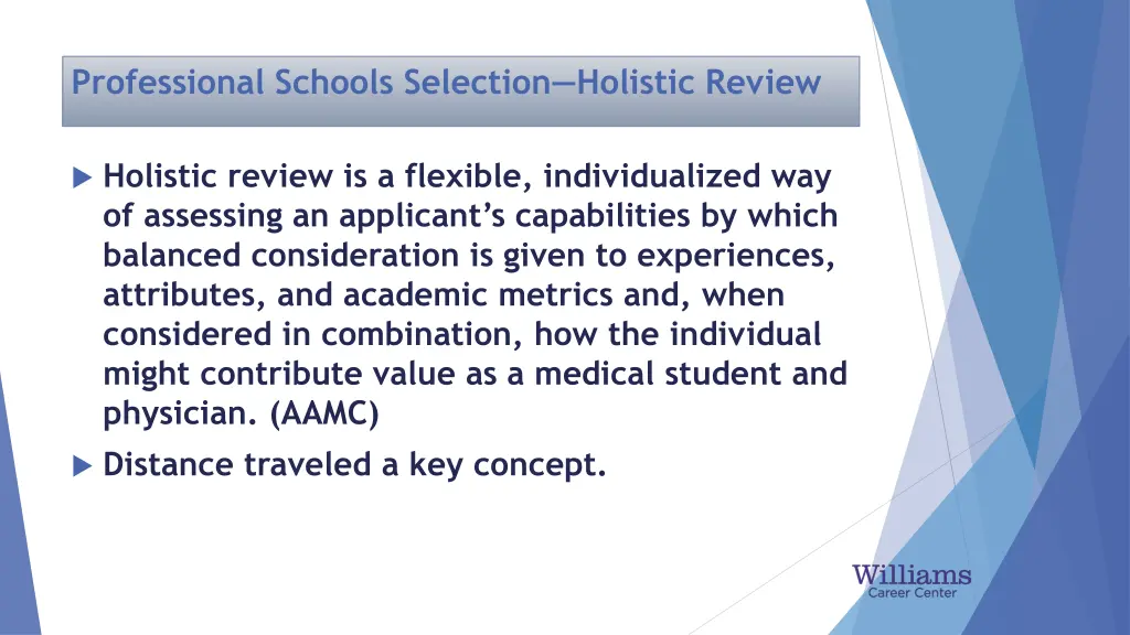 professional schools selection holistic review