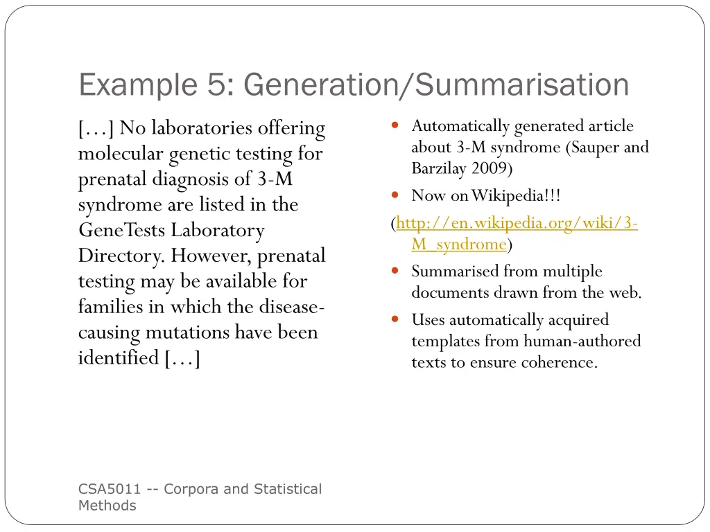 example 5 generation summarisation