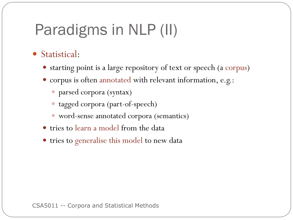 paradigms in nlp ii