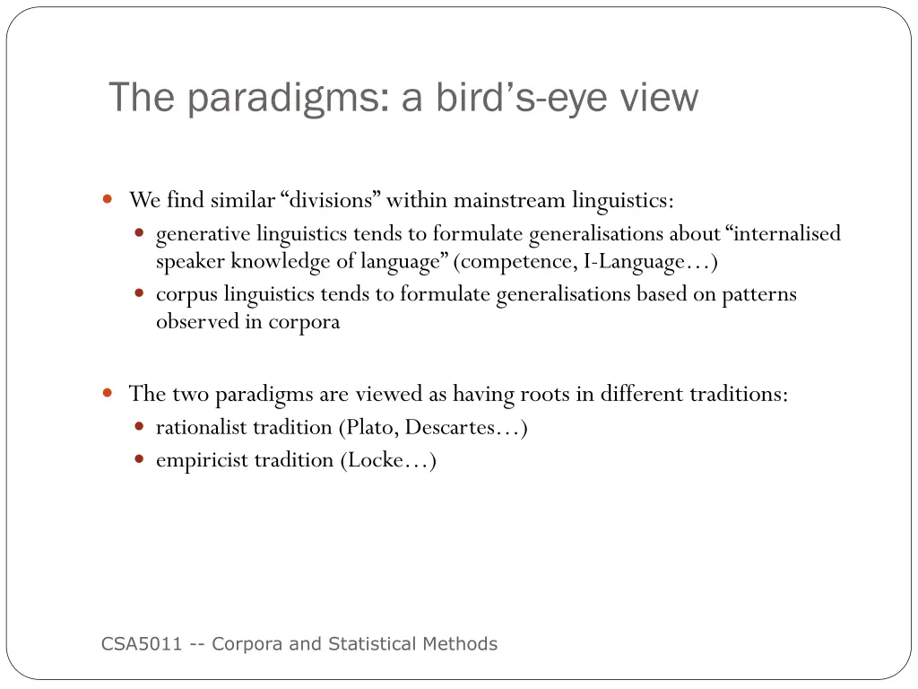 the paradigms a bird s eye view