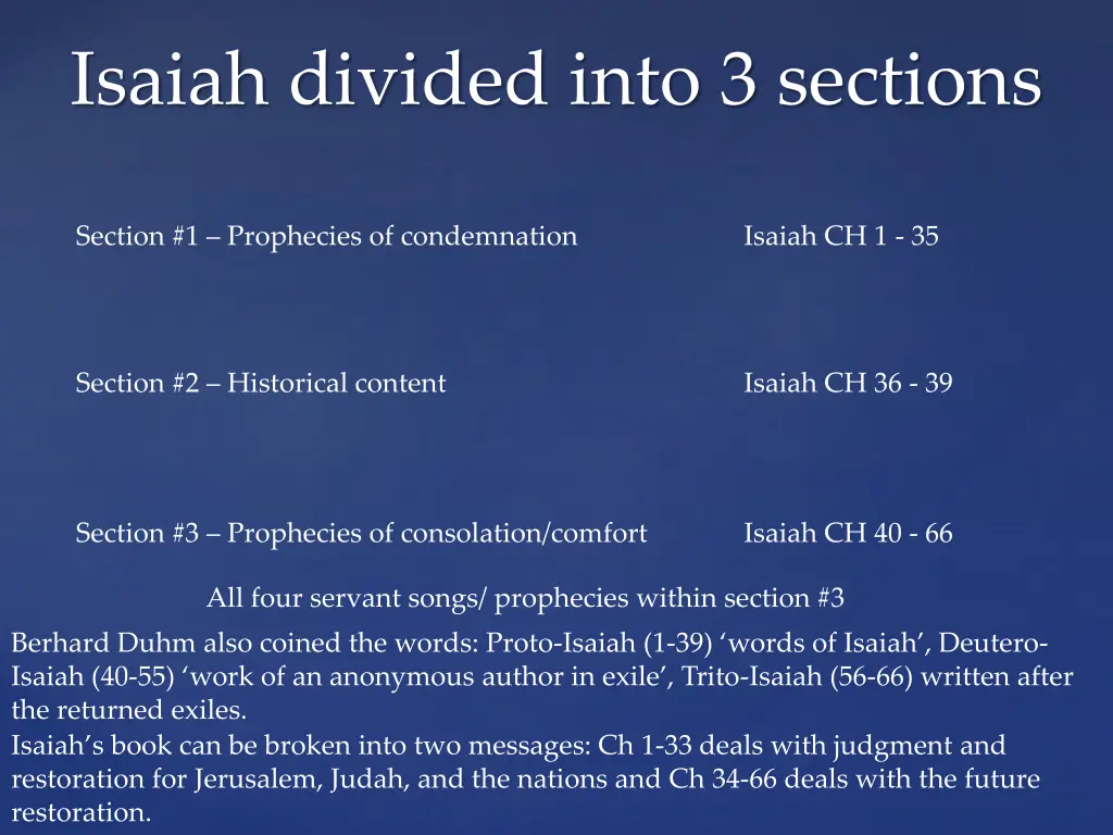 isaiah divided into 3 sections