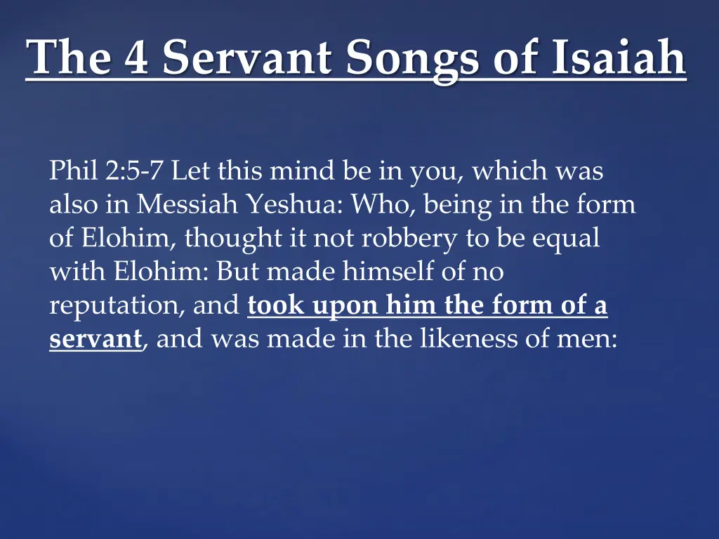 the 4 servant songs of isaiah