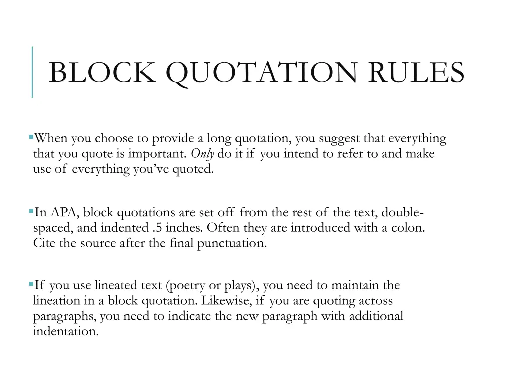 block quotation rules