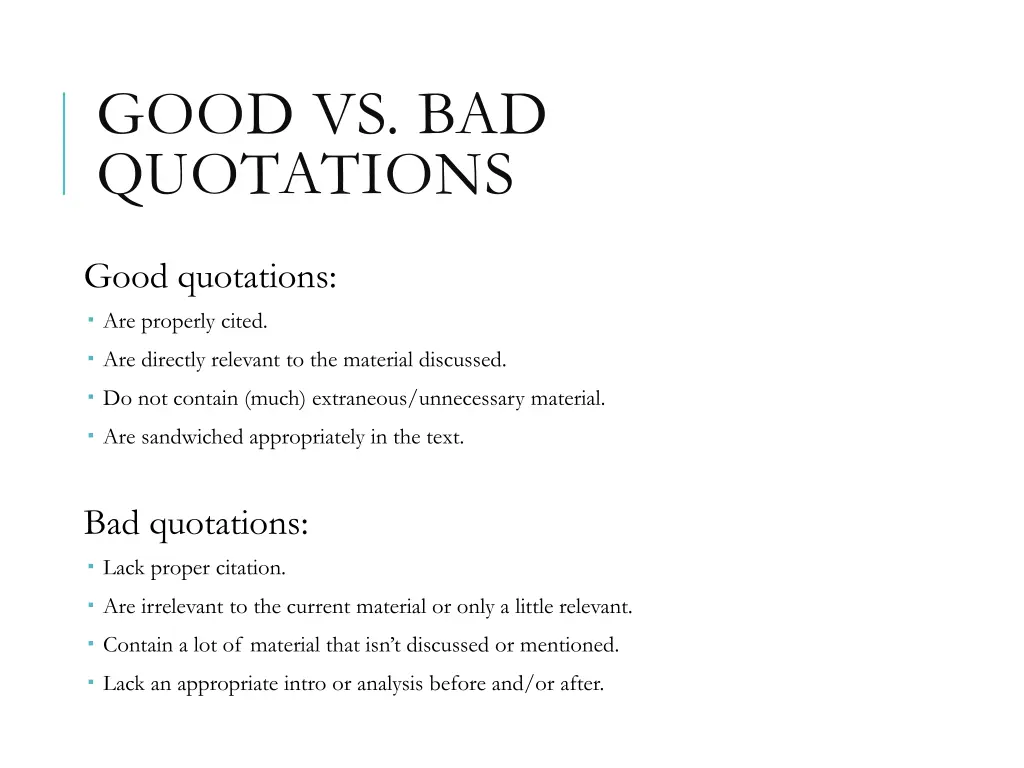 good vs bad quotations