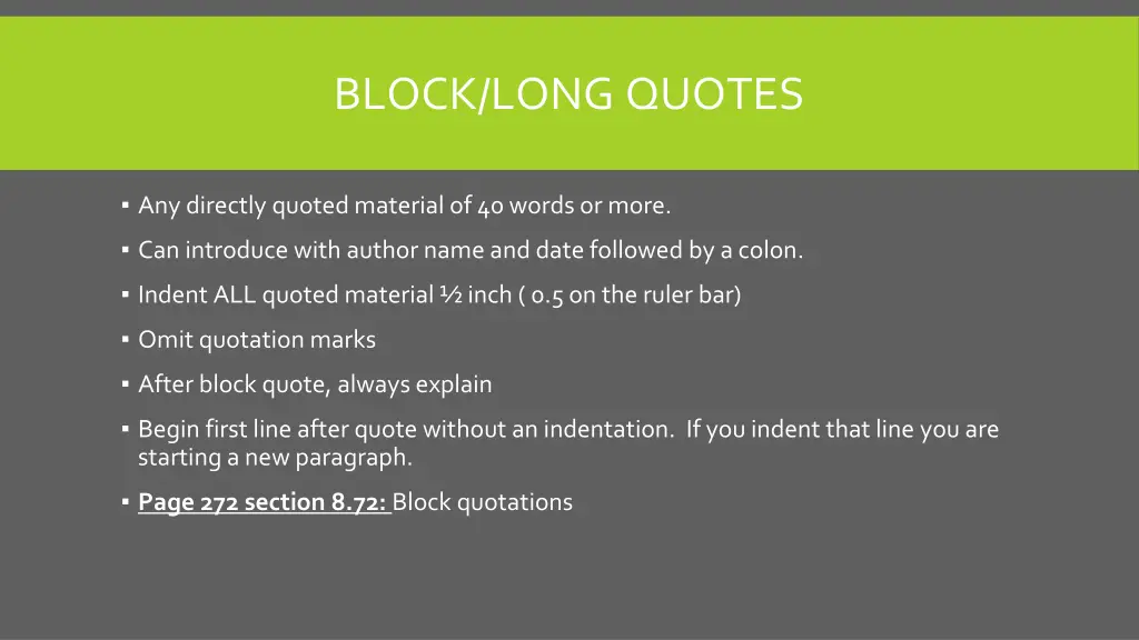 block long quotes