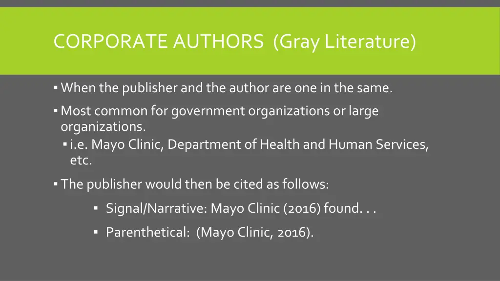 corporate authors gray literature