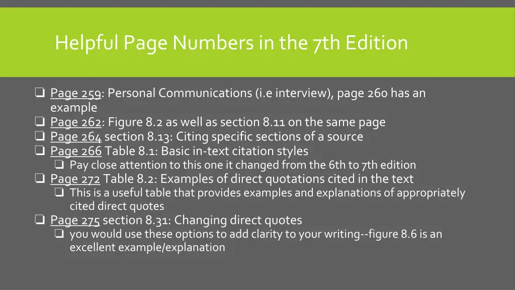 helpful page numbers in the 7th edition
