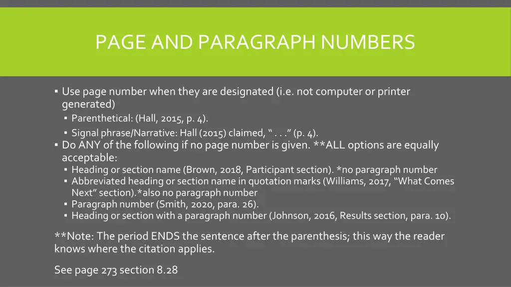 page and paragraph numbers