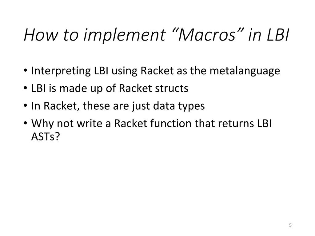 how to implement macros in lbi