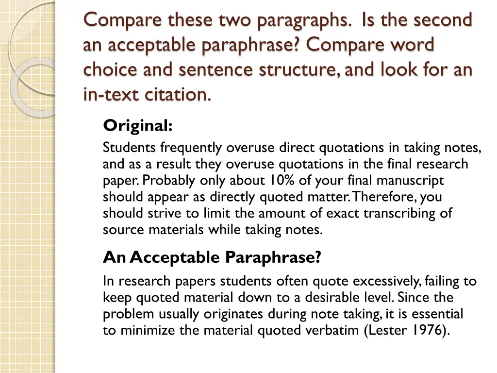 compare these two paragraphs is the second 1